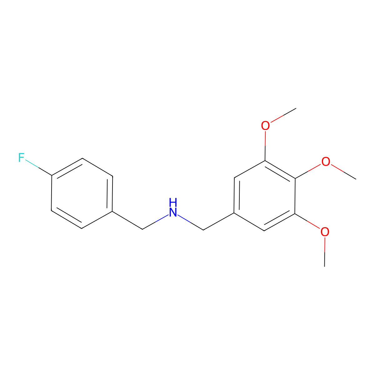 1-(4-fluorophenyl)-N-[(3,4,5-trimethoxyphenyl)methyl]methanamine molecular structure, CAS 212392-73-9
