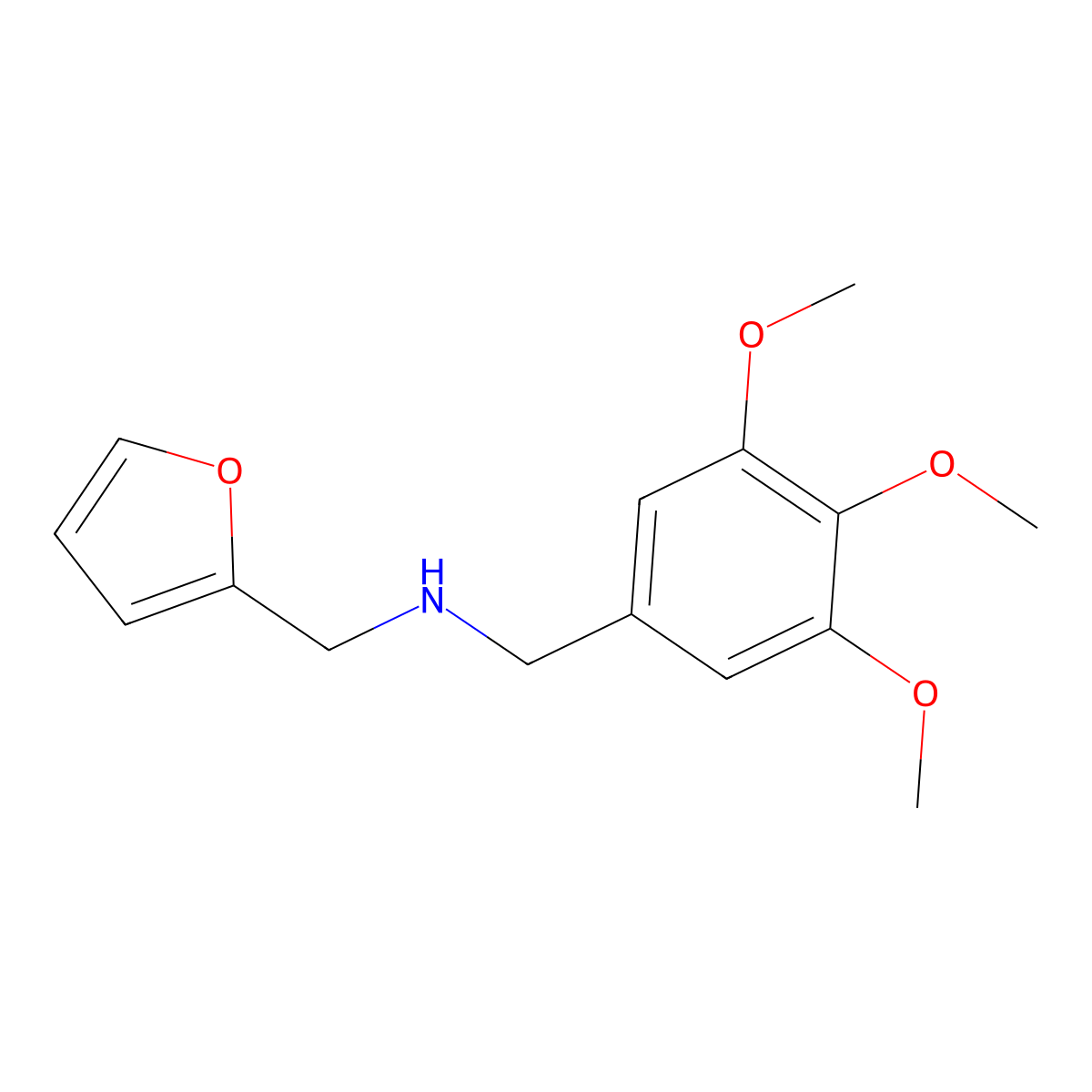 Furan-2-ylmethyl-(3,4,5-trimethoxy-benzyl)-amine molecular structure, CAS 212392-89-7