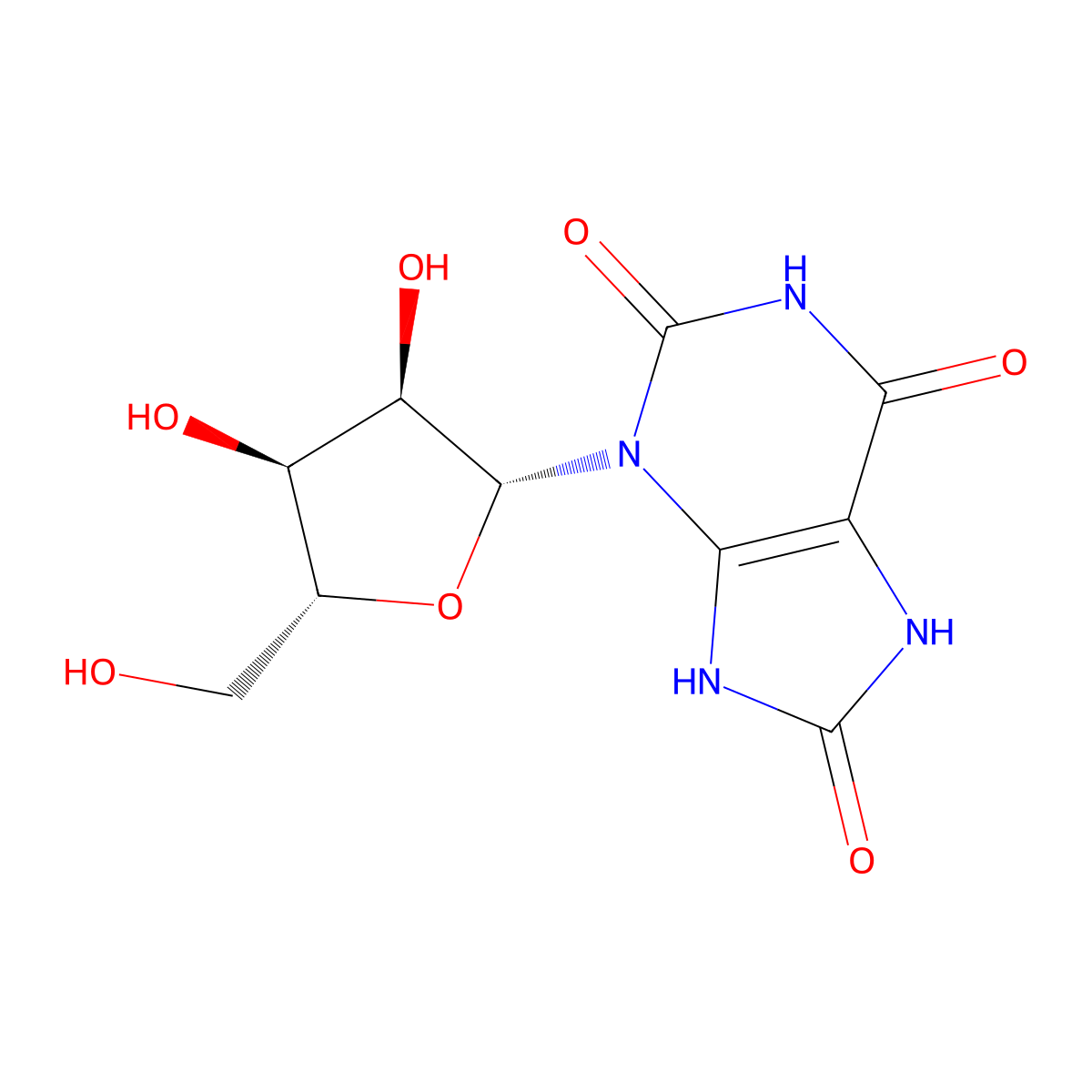 3-(beta-D-ribofuranosyl)uric acid molecular structure, CAS 2124-54-1