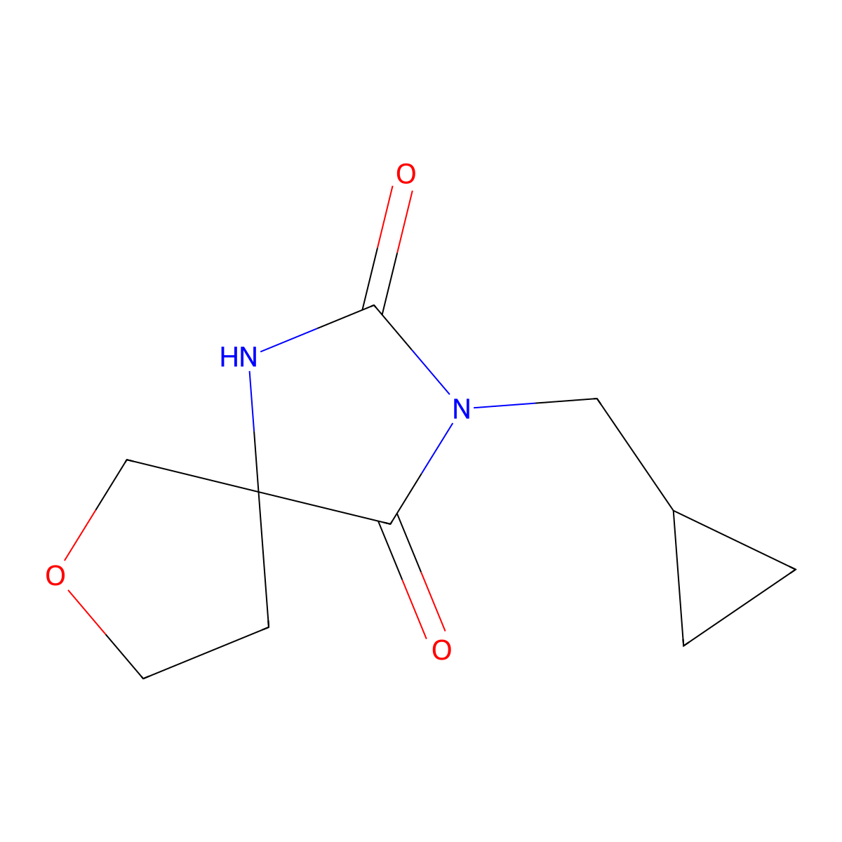 3-(Cyclopropylmethyl)-7-oxa-1,3-diazaspiro[4.4]nonane-2,4-dione molecular structure, CAS 2124008-76-8