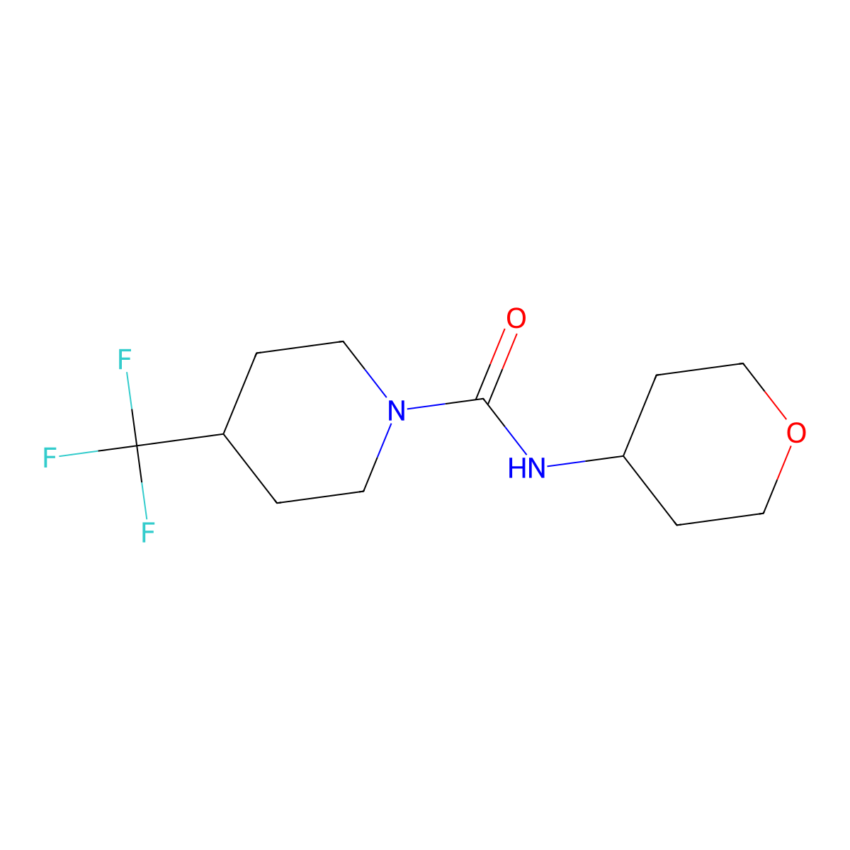 N-(oxan-4-yl)-4-(trifluoromethyl)piperidine-1-carboxamide molecular structure, CAS 2124181-82-2