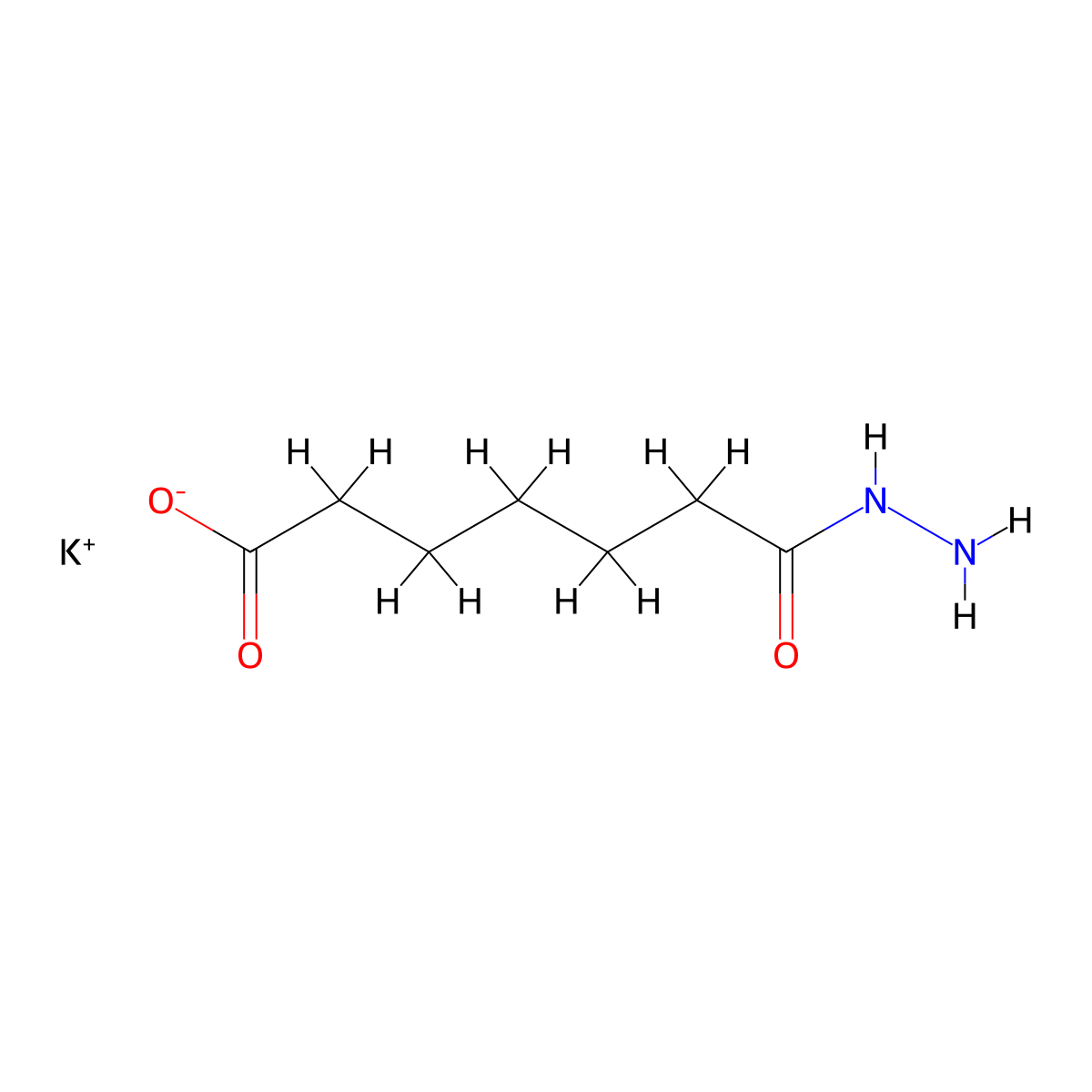 Potassium 6-(hydrazinecarbonyl)hexanoate molecular structure, CAS 2124202-03-3
