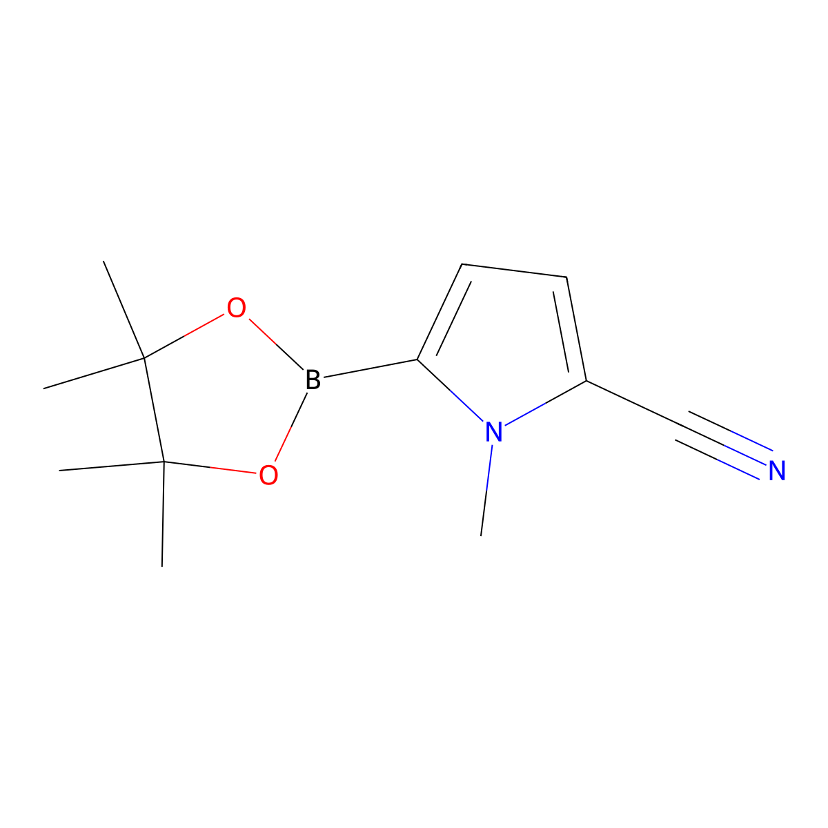 1-Methyl-5-(4,4,5,5-tetramethyl-1,3,2-dioxaborolan-2-YL)-1H-pyrrole-2-carbonitrile molecular structure, CAS 2124215-71-8