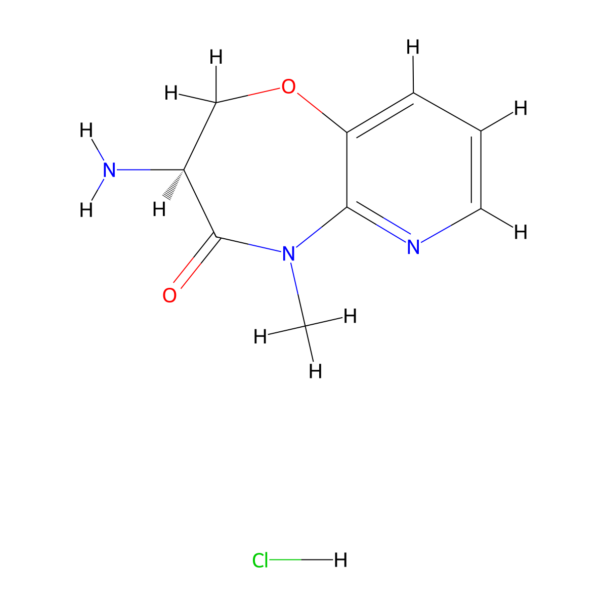 (S)-3-Amino-5-methyl-2,3-dihydropyrido[3,2-b][1,4]oxazepin-4(5H)-one hydrochloride molecular structure, CAS 2124262-65-1