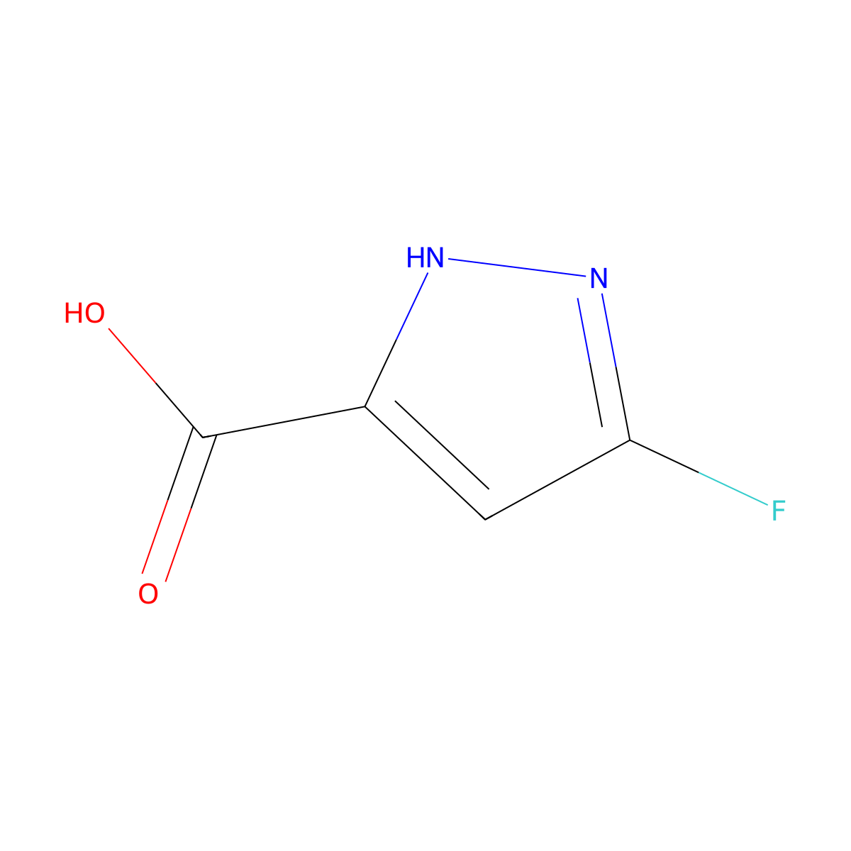 3-fluoro-1H-pyrazole-5-carboxylic acid molecular structure, CAS 2124264-84-0