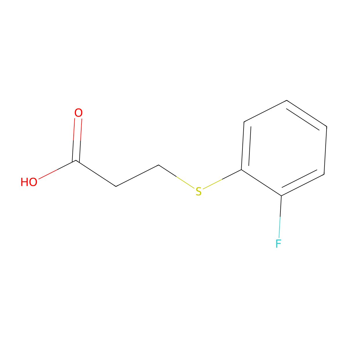 3-[(2-Fluorophenyl)sulfanyl]propanoic acid molecular structure, CAS 21243-09-4