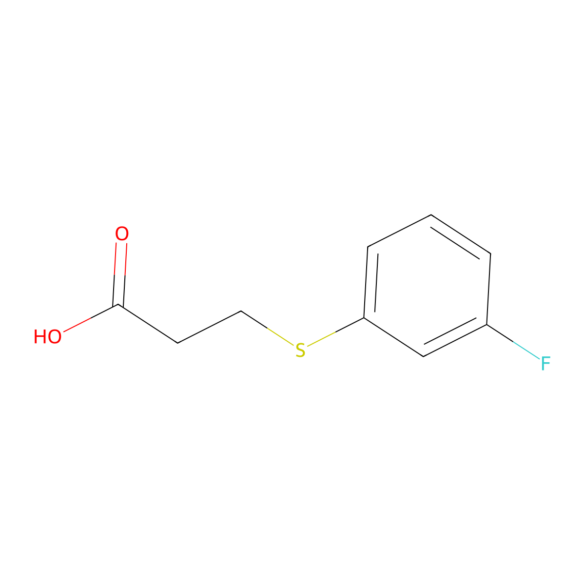 3-((3-Fluorophenyl)thio)propanoic acid molecular structure, CAS 21243-10-7