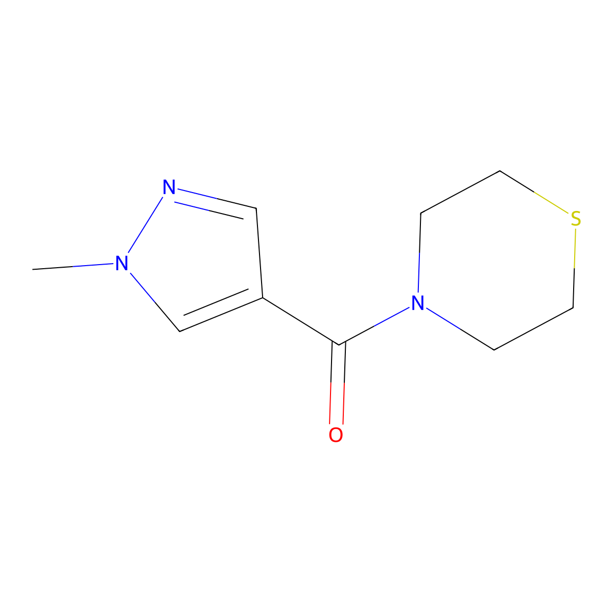 4-(1-methyl-1H-pyrazole-4-carbonyl)thiomorpholine molecular structure, CAS 2124338-92-5