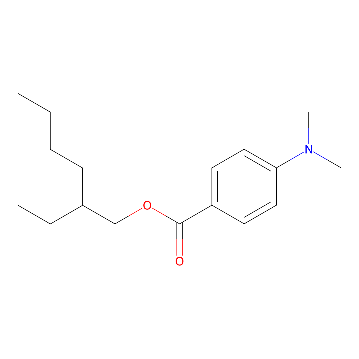 Padimate-O molecular structure, CAS 21245-02-3