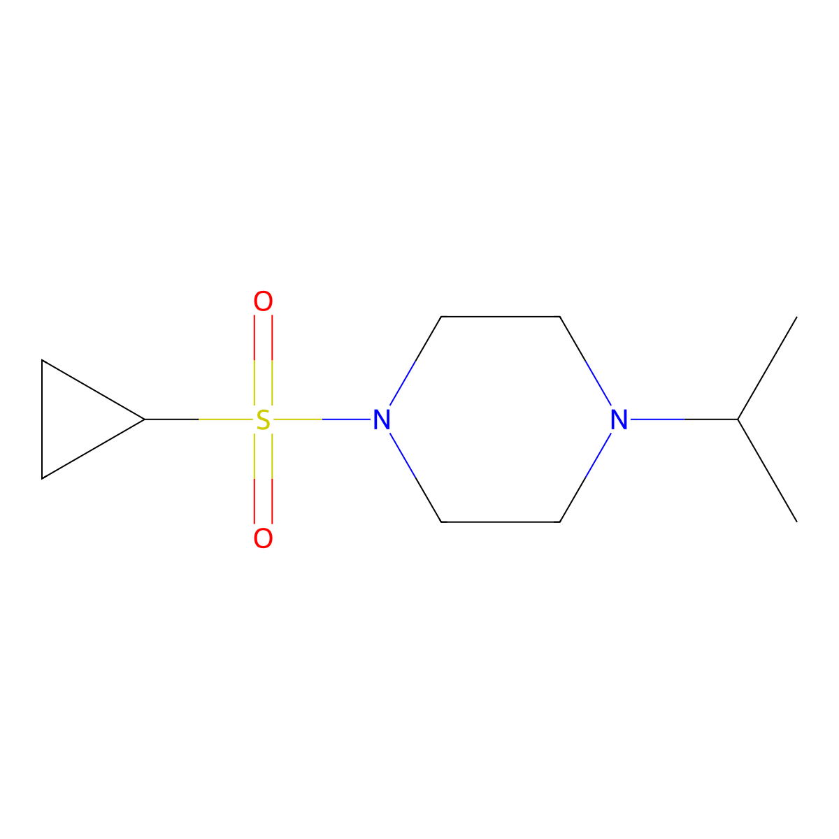 1-(Cyclopropanesulfonyl)-4-(propan-2-yl)piperazine molecular structure, CAS 2124578-33-0