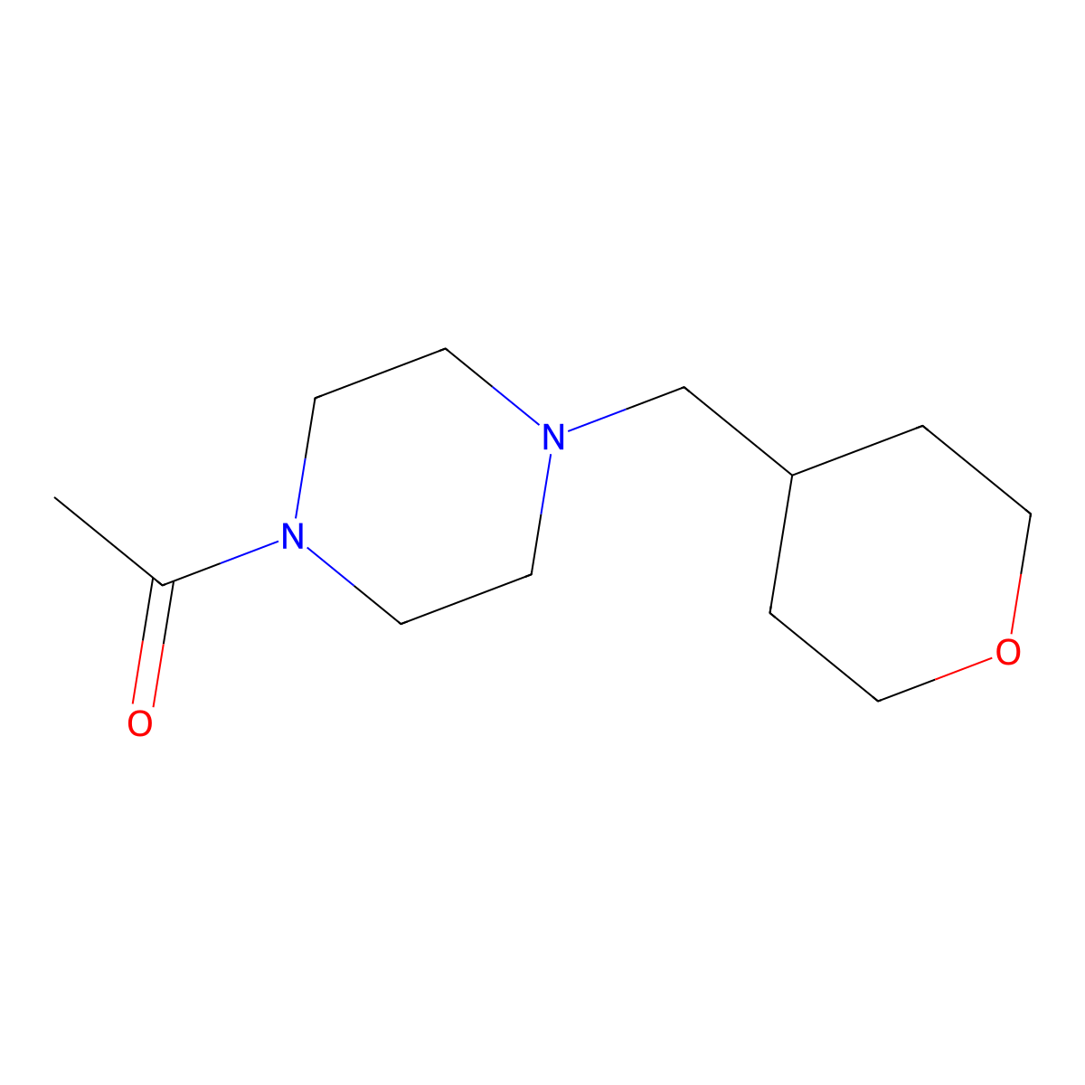 1-{4-[(Oxan-4-yl)methyl]piperazin-1-yl}ethan-1-one molecular structure, CAS 2124643-90-7