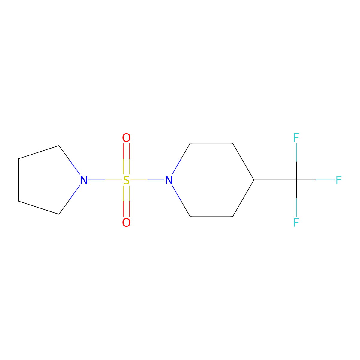 1-(Pyrrolidine-1-sulfonyl)-4-(trifluoromethyl)piperidine molecular structure, CAS 2124933-87-3