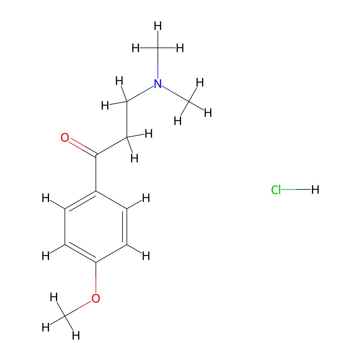 1-Propanone, 3-(dimethylamino)-1-(4-methoxyphenyl)-, hydrochloride (1:1) molecular structure, CAS 2125-49-7