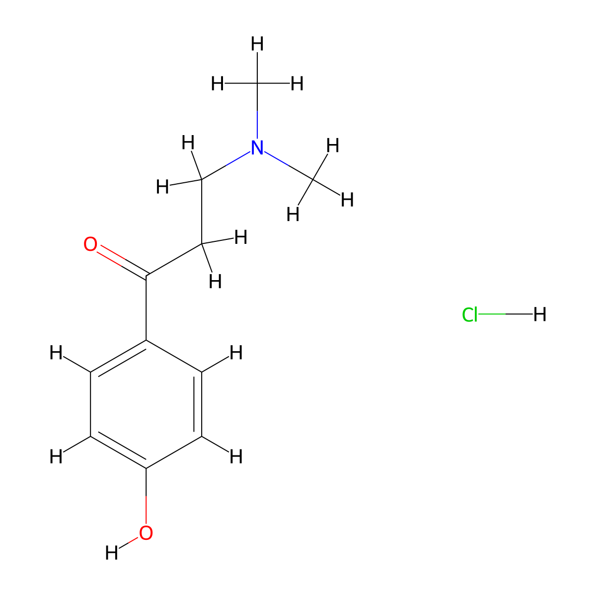 1-Propanone, 3-(dimethylamino)-1-(4-hydroxyphenyl)-, hydrochloride (1:1) molecular structure, CAS 2125-51-1
