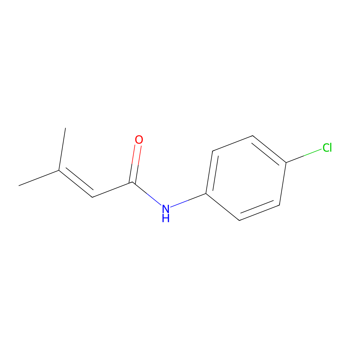 N-(4-chlorophenyl)-3-methyl-2-butenamide molecular structure, CAS 21250-37-3