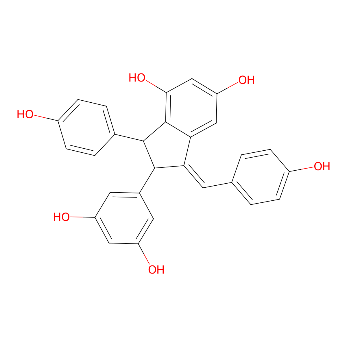 (1Z)-2-(3,5-dihydroxyphenyl)-3-(4-hydroxyphenyl)-1-[(4-hydroxyphenyl)methylidene]-2,3-dihydroindene-4,6-diol molecular structure, CAS 212513-35-4