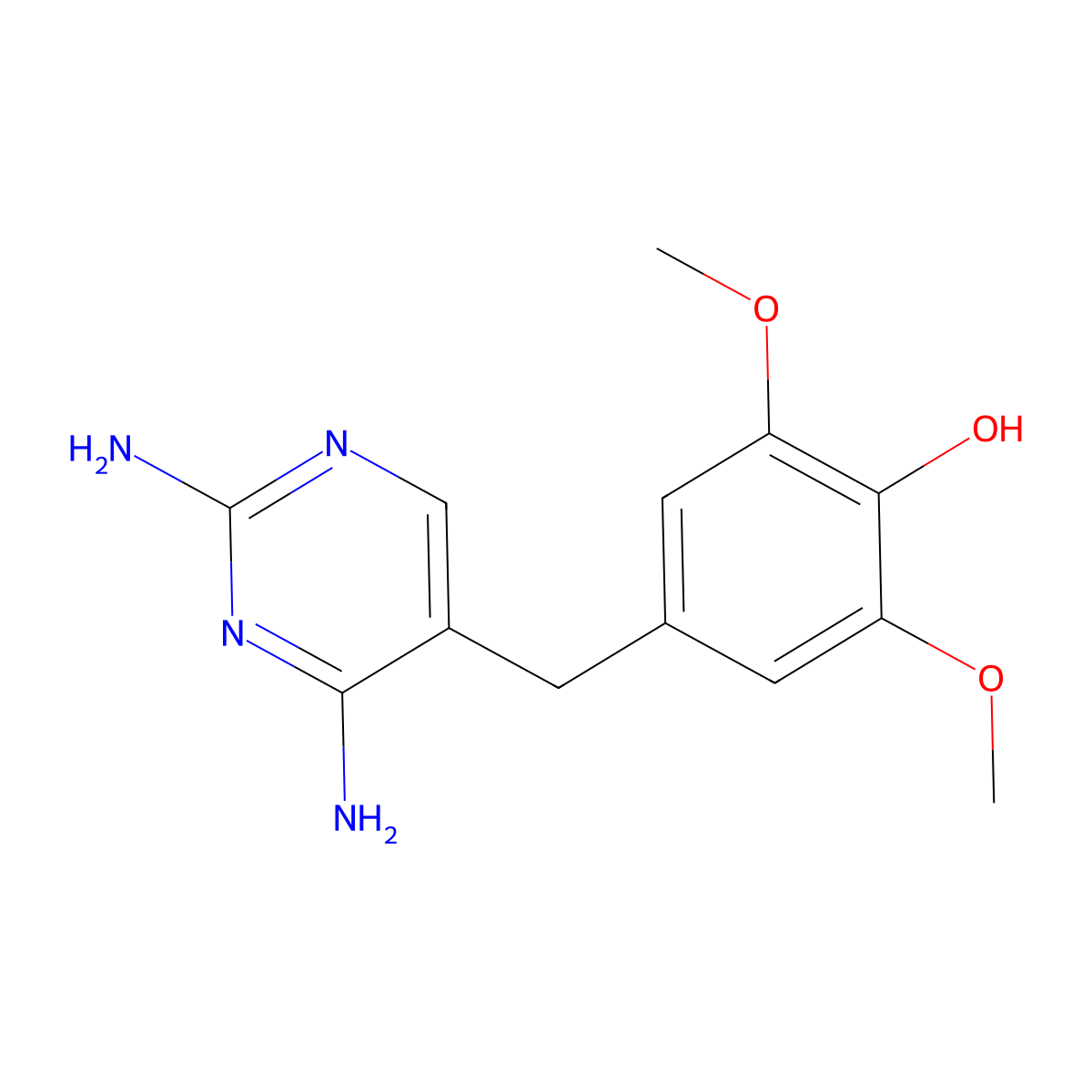 4-((2,4-Diamino-5-pyrimidinyl)methyl)-2,6-dimethoxyphenol molecular structure, CAS 21253-58-7
