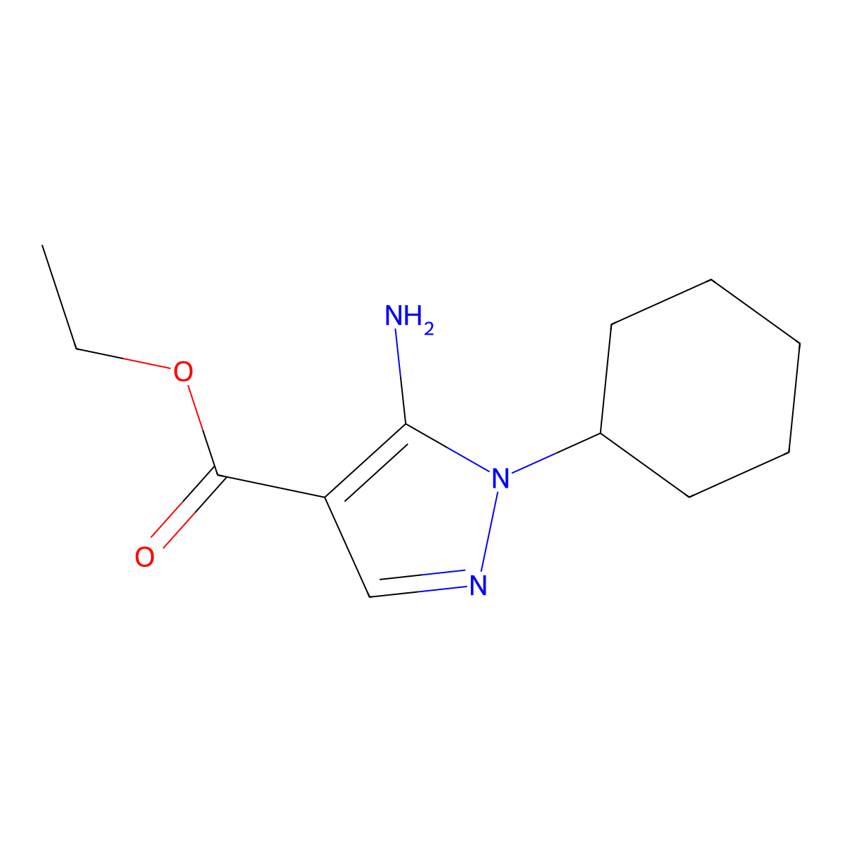 ethyl 5-amino-1-cyclohexyl-1H-pyrazole-4-carboxylate molecular structure, CAS 21253-62-3