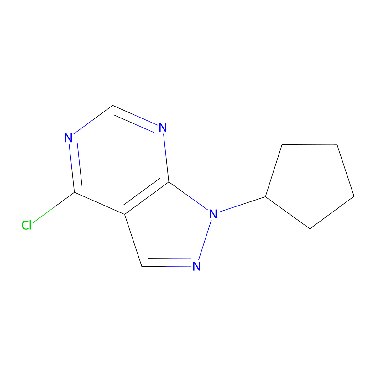 4-Chloro-1-cyclopentylpyrazolo[3,4-d]pyrimidine molecular structure, CAS 21253-99-6