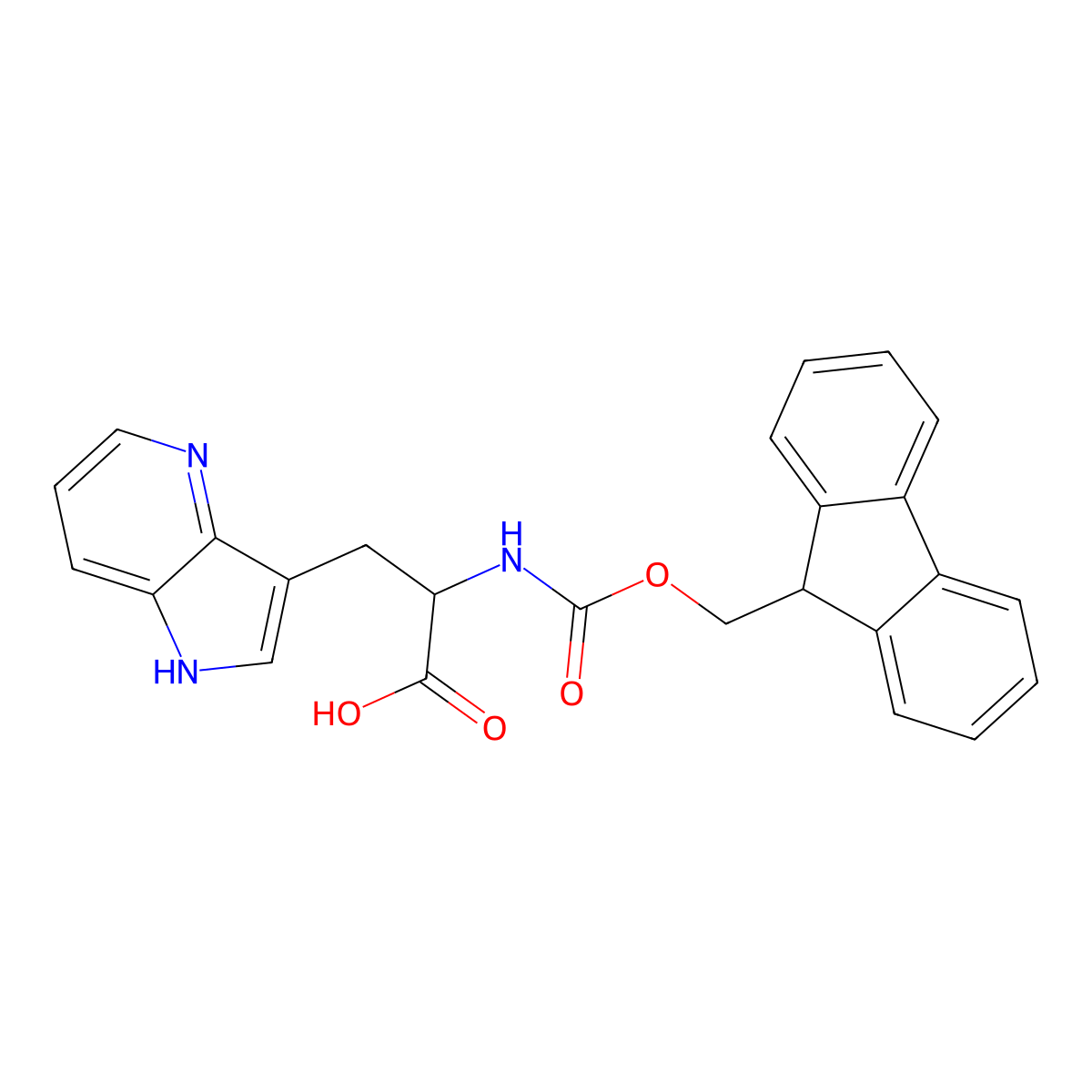 2-({[(9H-fluoren-9-yl)methoxy]carbonyl}amino)-3-{1H-pyrrolo[3,2-b]pyridin-3-yl}propanoic acid molecular structure, CAS 2125338-66-9