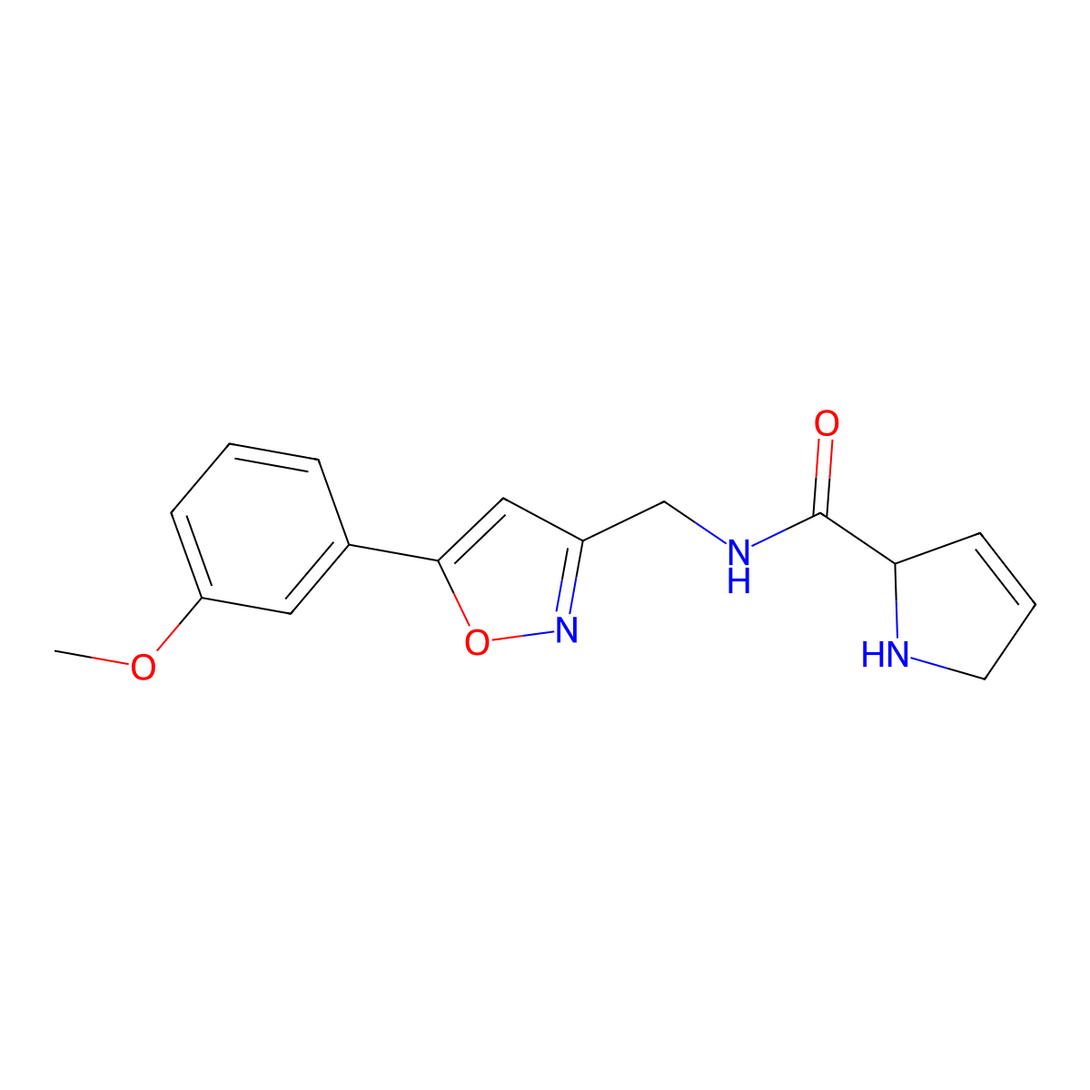 N-{[5-(3-methoxyphenyl)-3-isoxazolyl]methyl}-2,5-dihydro-1H-pyrrole-2-carboxamide hydrochloride molecular structure, CAS 2125341-19-5