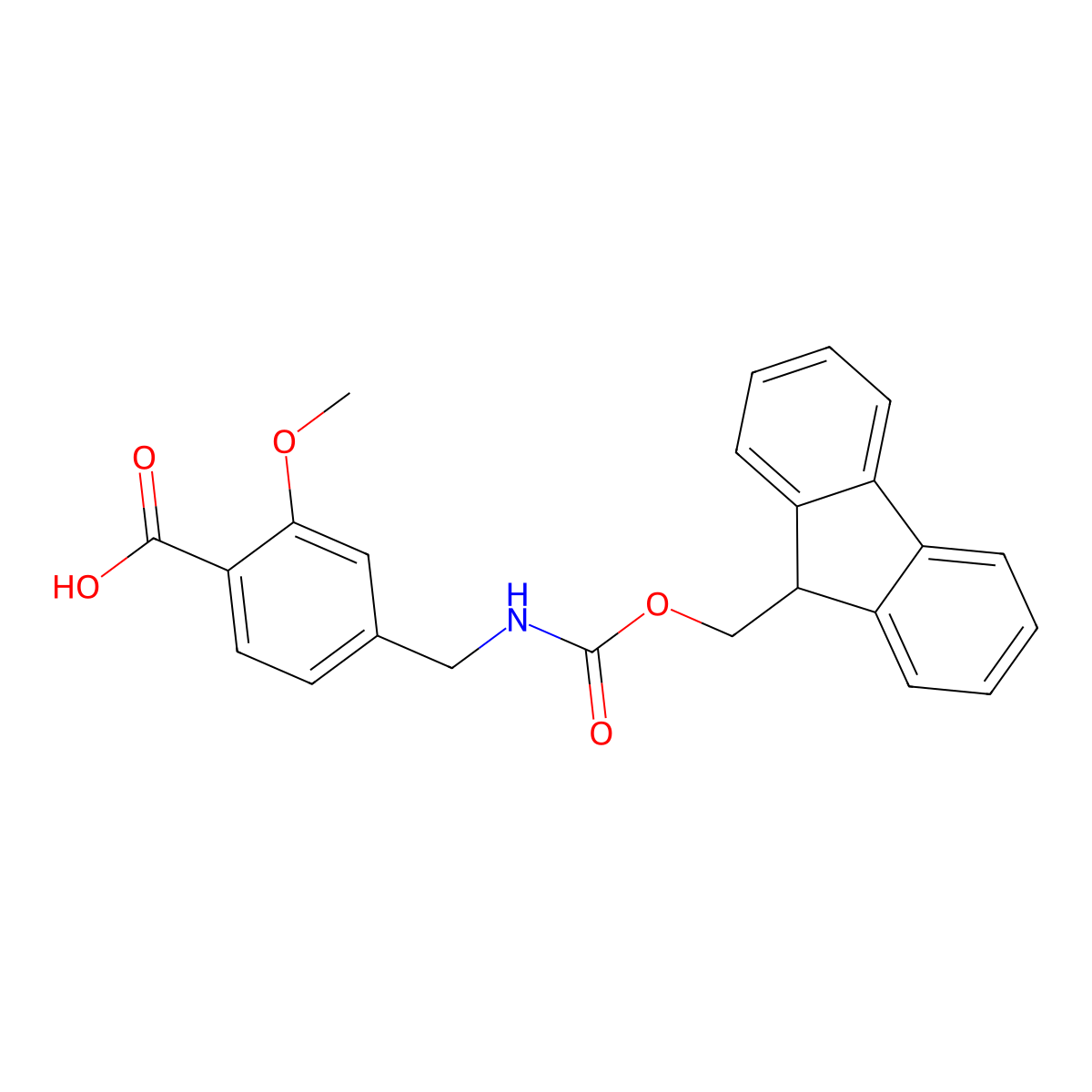4-[({[(9H-fluoren-9-yl)methoxy]carbonyl}amino)methyl]-2-methoxybenzoic acid molecular structure, CAS 2125396-31-6