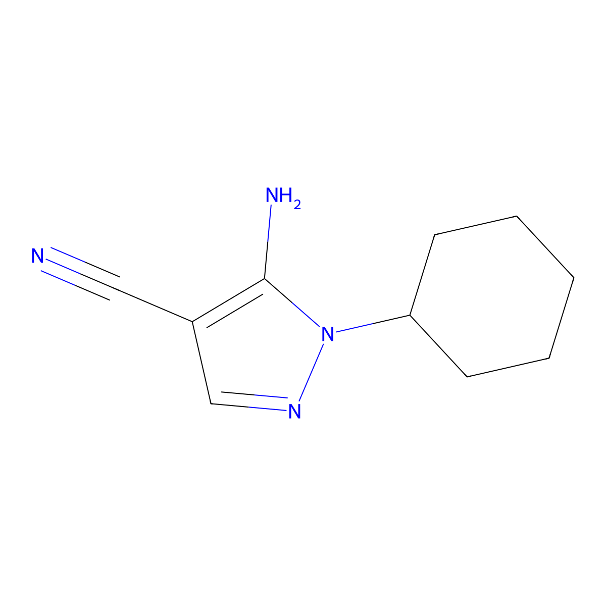 5-Amino-1-cyclohexyl-1H-pyrazole-4-carbonitrile molecular structure, CAS 21254-04-6