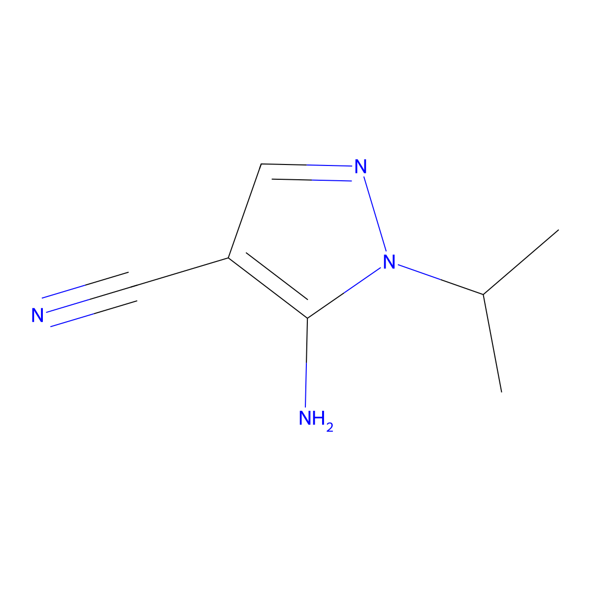 5-amino-1-isopropyl-1H-pyrazole-4-carbonitrile molecular structure, CAS 21254-23-9