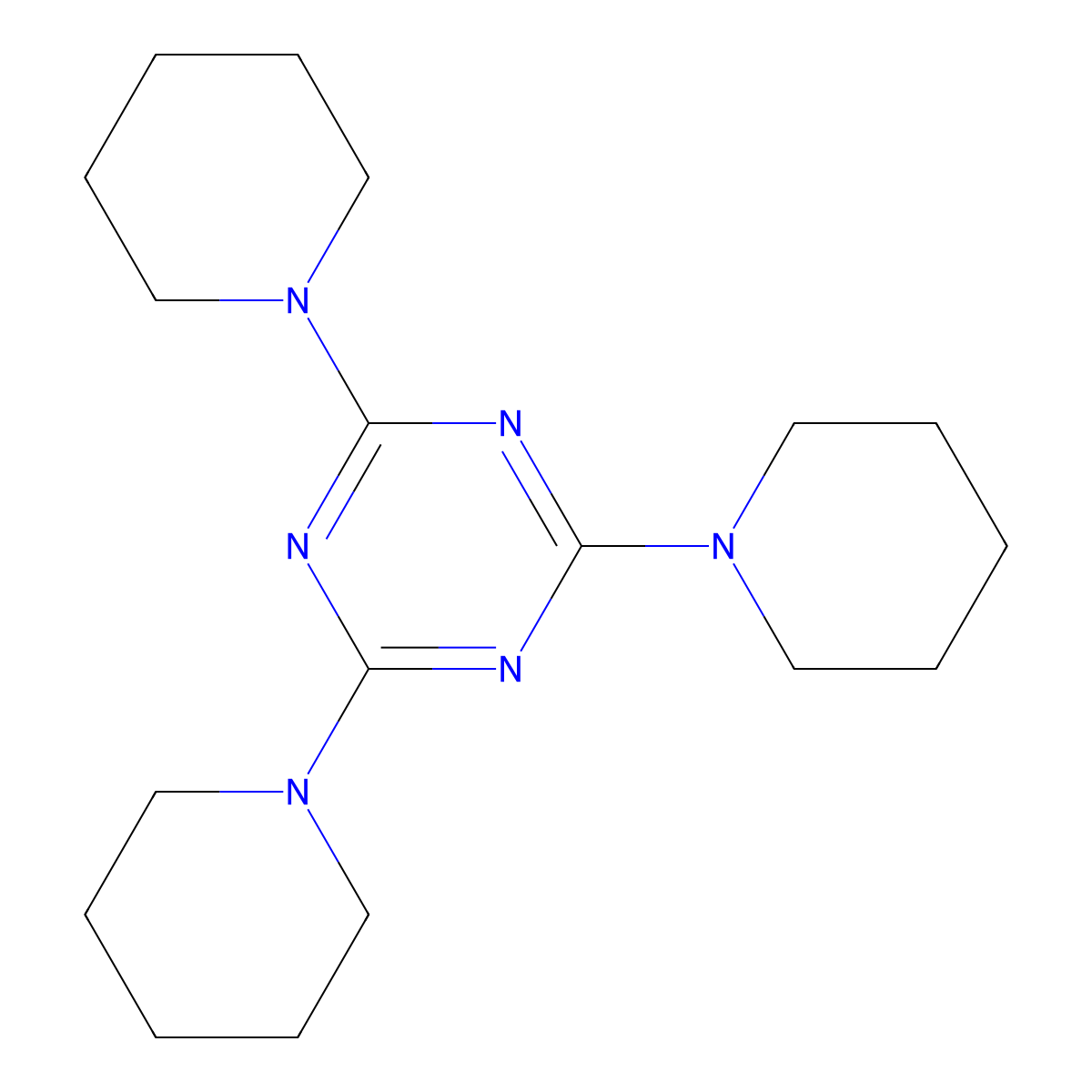 2,4,6-Tri(piperidin-1-yl)-1,3,5-triazine molecular structure, CAS 21254-74-0