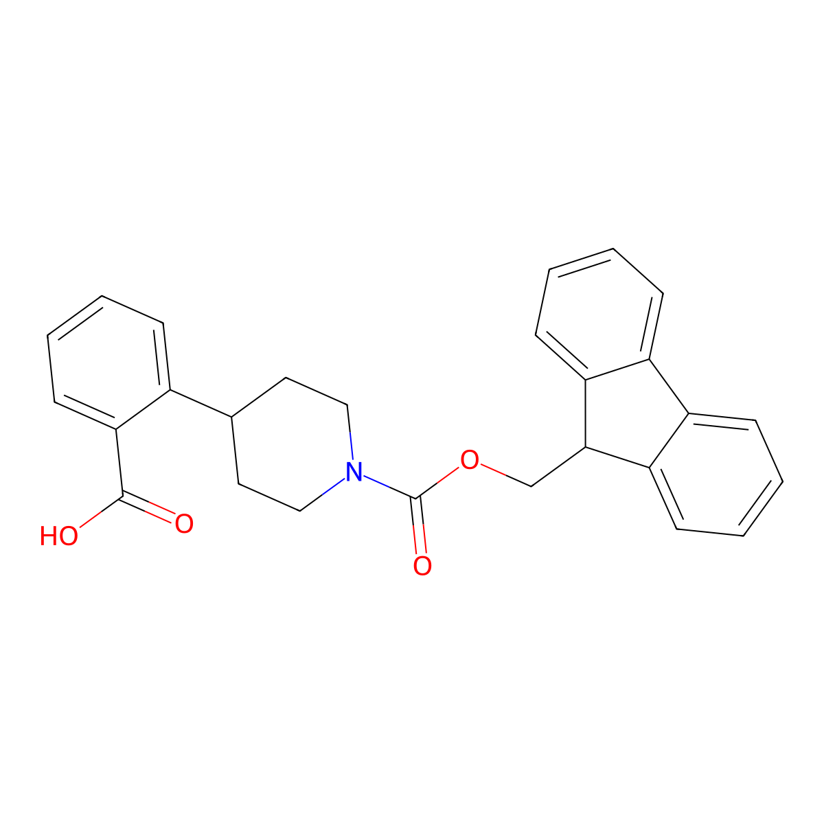 2-(1-(((9H-fluoren-9-yl)methoxy)carbonyl)piperidin-4-yl)benzoic acid molecular structure, CAS 2125431-59-4