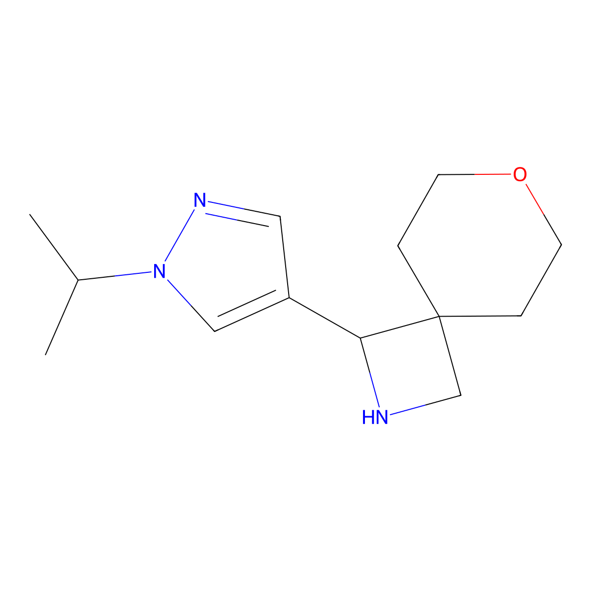 1-[1-(propan-2-yl)-1H-pyrazol-4-yl]-7-oxa-2-azaspiro[3.5]nonane molecular structure, CAS 2125445-73-8
