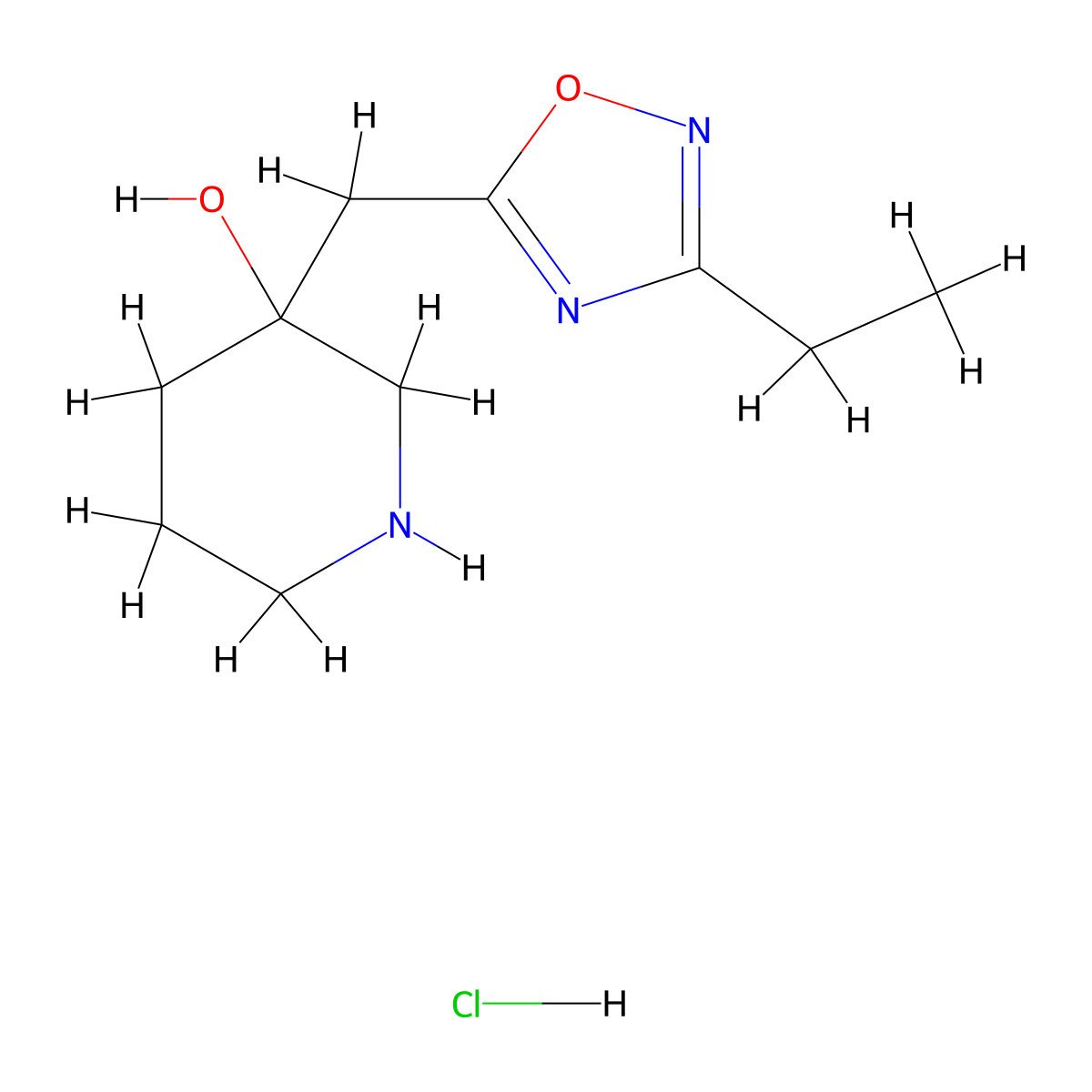 3-[(3-Ethyl-1,2,4-oxadiazol-5-yl)methyl]piperidin-3-ol hydrochloride molecular structure, CAS 2125445-75-0