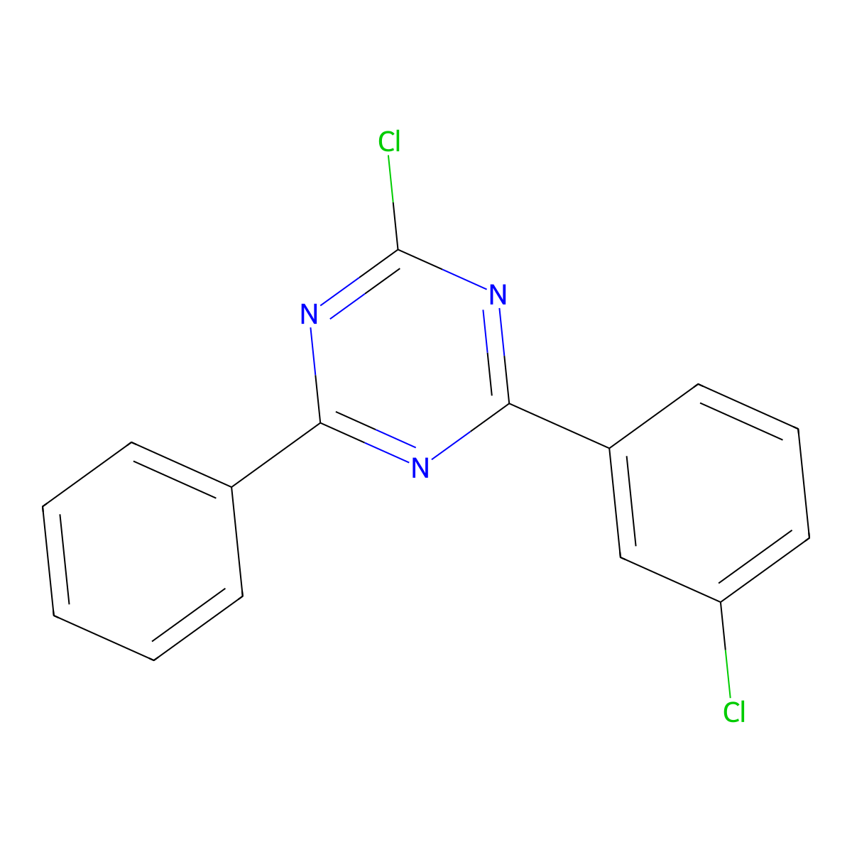 2-Chloro-4-(3-chlorophenyl)-6-phenyl-1,3,5-triazine molecular structure, CAS 2125473-29-0