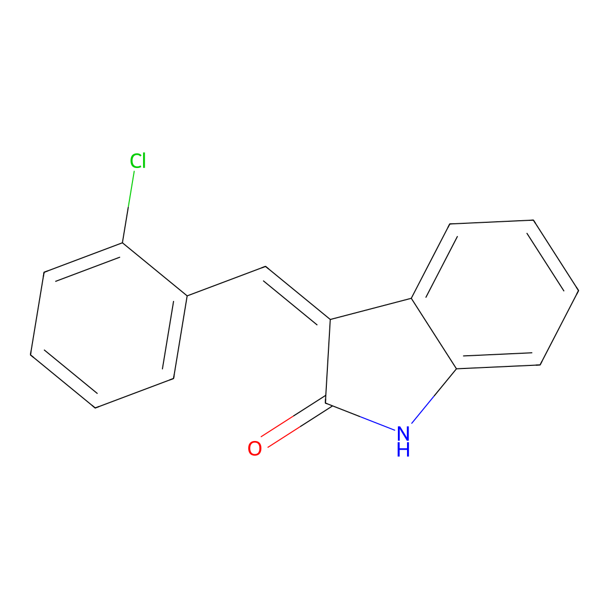 2H-Indol-2-one, 3-[(2-chlorophenyl)methylene]-1,3-dihydro- molecular structure, CAS 212554-45-5
