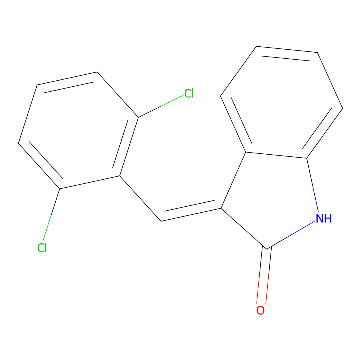 2H-Indol-2-one, 3-[(2,6-dichlorophenyl)methylene]-1,3-dihydro- molecular structure, CAS 212554-46-6