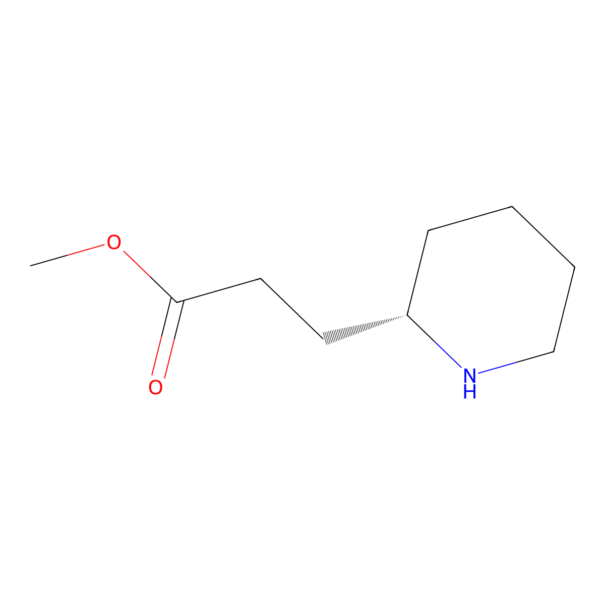 methyl 3-[(2S)-piperidin-2-yl]propanoate molecular structure, CAS 212556-99-5