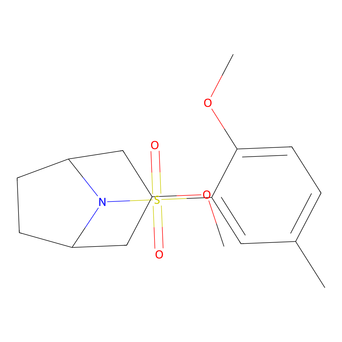(1R,5S)-3-methoxy-8-((2-methoxy-5-methylphenyl)sulfonyl)-8-azabicyclo[3.2.1]octane molecular structure, CAS 2125573-91-1