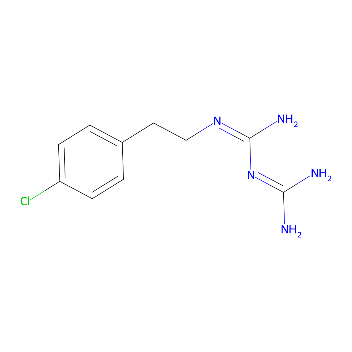 1-carbamimidamido-N-[2-(4-chlorophenyl)ethyl]methanimidamide molecular structure, CAS 21256-29-1