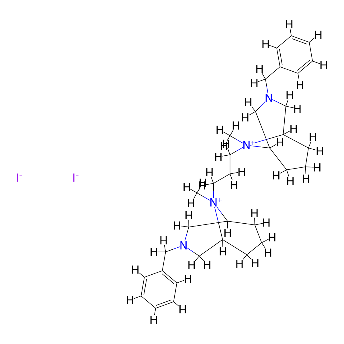3-Aza-9-azoniabicyclo(3.3.1)nonane, 9,9'-trimethylenebis(3-benzyl-9-methyl-, diiodide molecular structure, CAS 21256-96-2