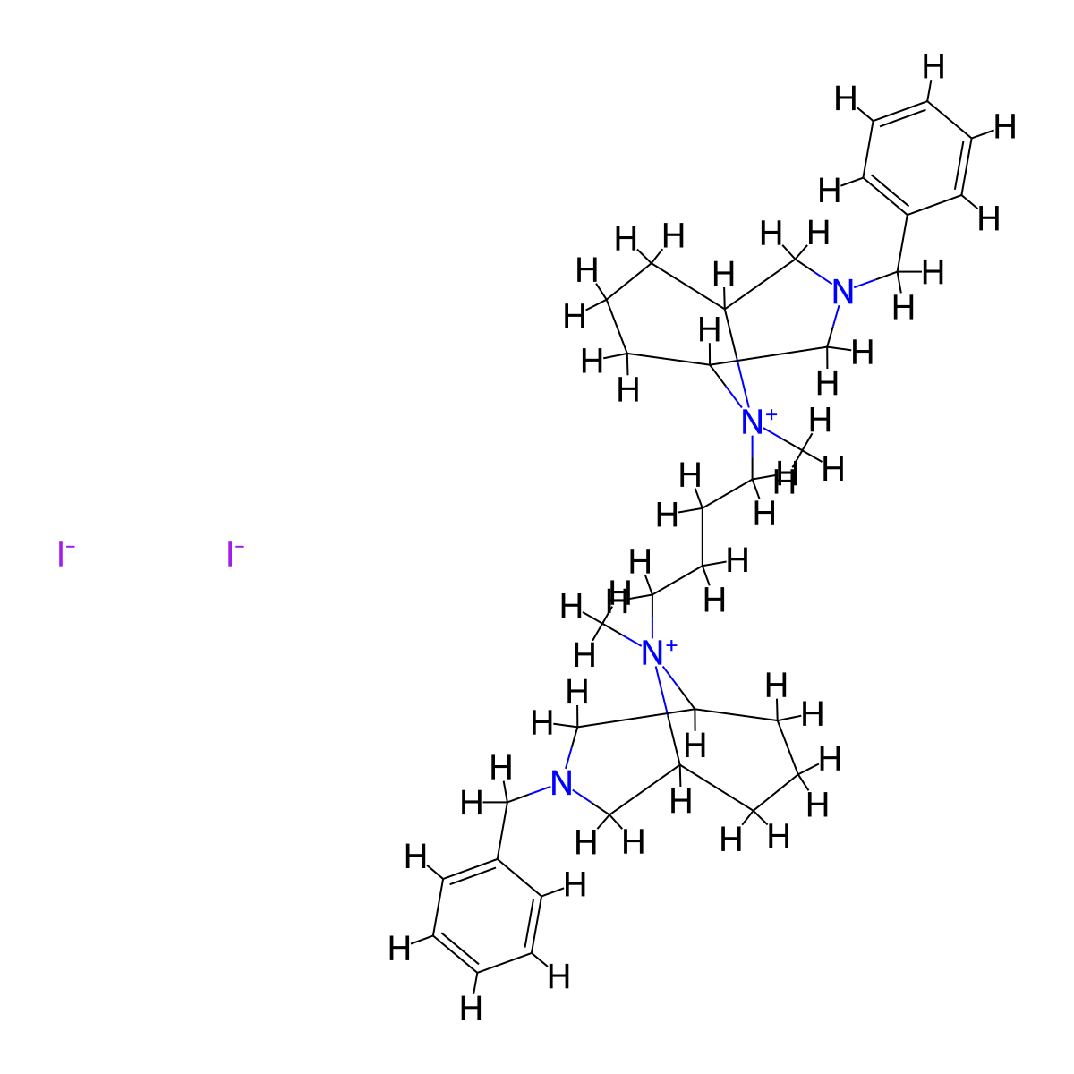 3-Aza-9-azoniabicyclo(3.3.1)nonane, 9,9'-tetramethylenebis(3-benzyl-9-methyl-, diiodide molecular structure, CAS 21256-97-3