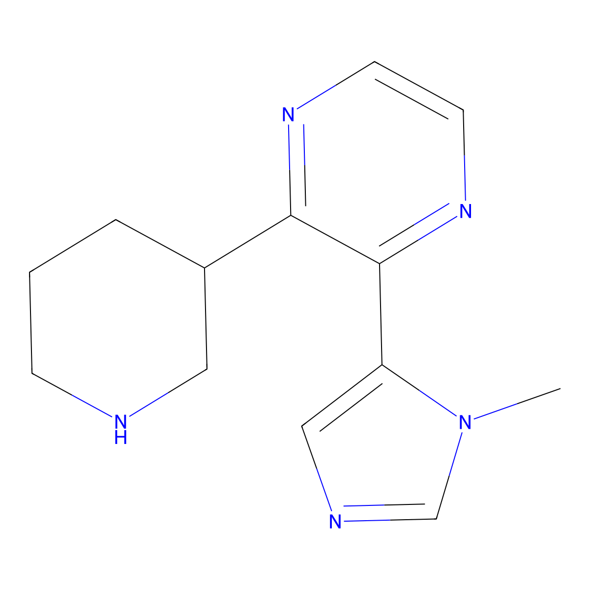 2-(1-methyl-1H-imidazol-5-yl)-3-(piperidin-3-yl)pyrazine molecular structure, CAS 2125646-24-2