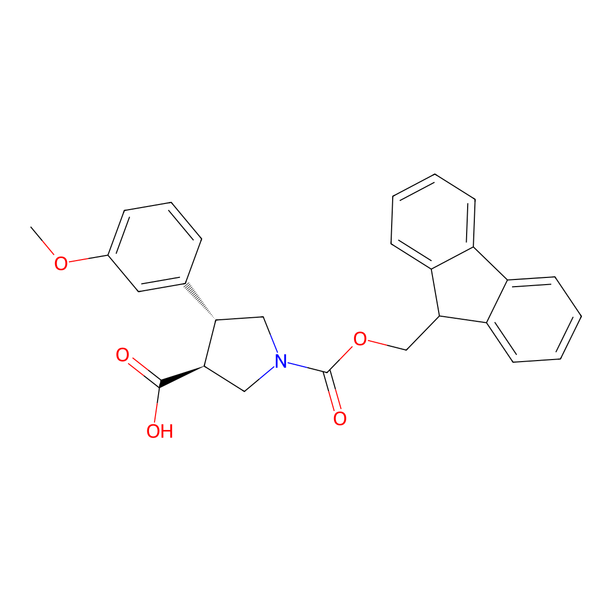 (3S,4R)-1-(9H-Fluoren-9-ylmethoxycarbonyl)-4-(3-methoxyphenyl)pyrrolidine-3-carboxylic acid molecular structure, CAS 2125660-58-2
