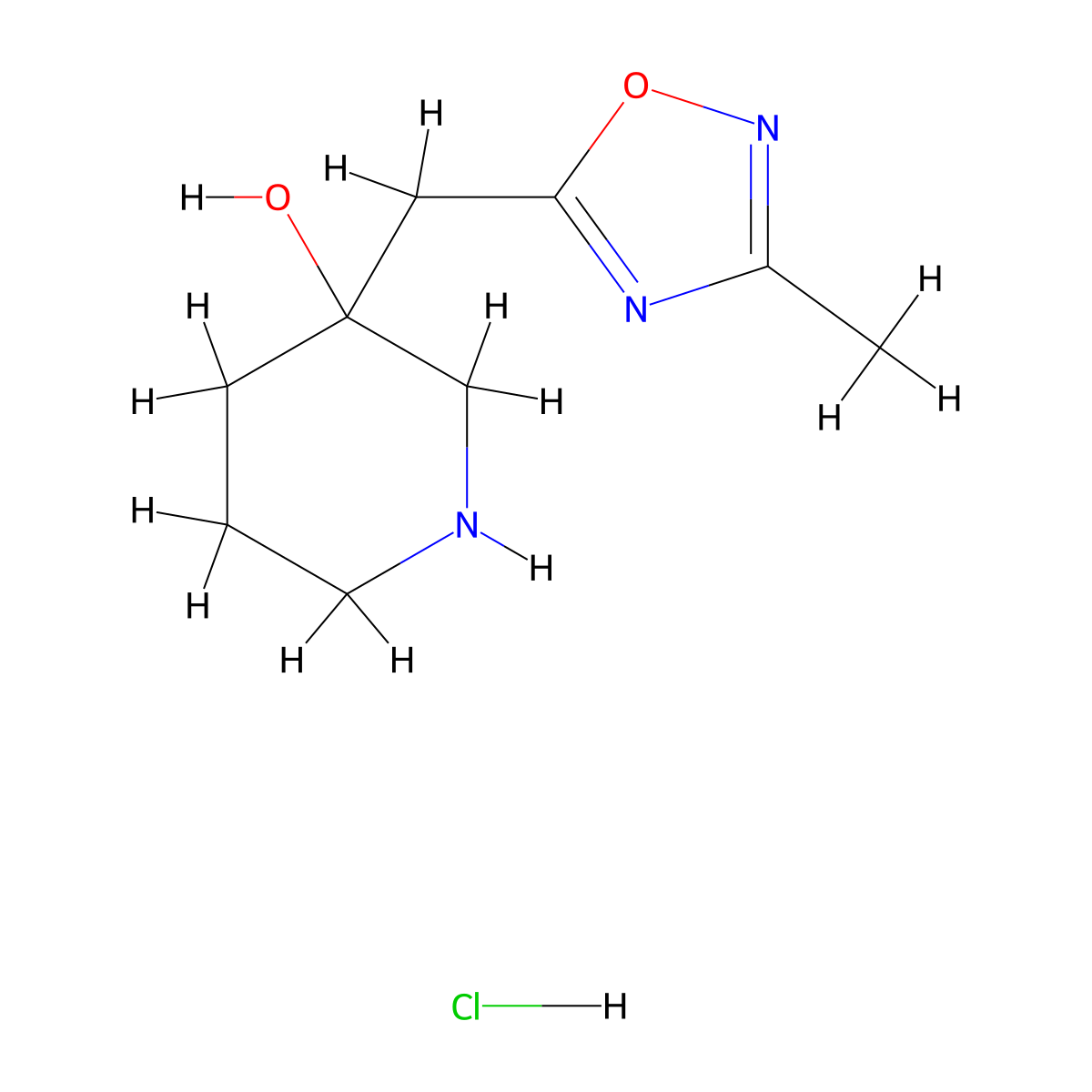3-[(3-Methyl-1,2,4-oxadiazol-5-yl)methyl]piperidin-3-ol hydrochloride molecular structure, CAS 2125660-81-1