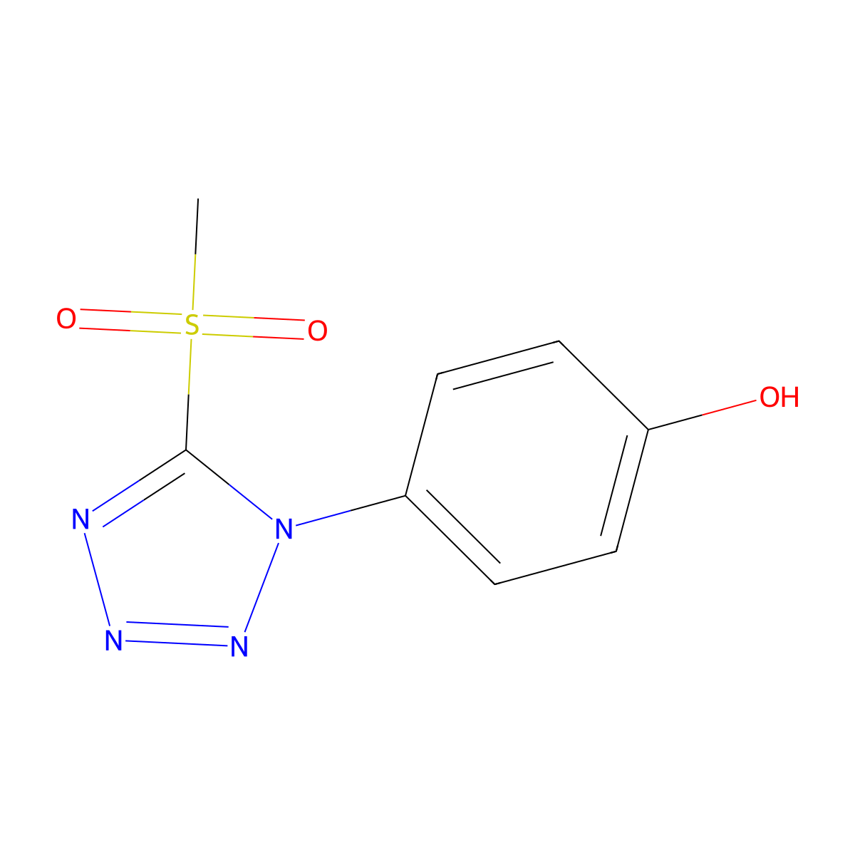 4-(5-Methanesulfonyl-(1,2,3,4)tetrazol-1-yl)-phenol molecular structure, CAS 2125668-23-5