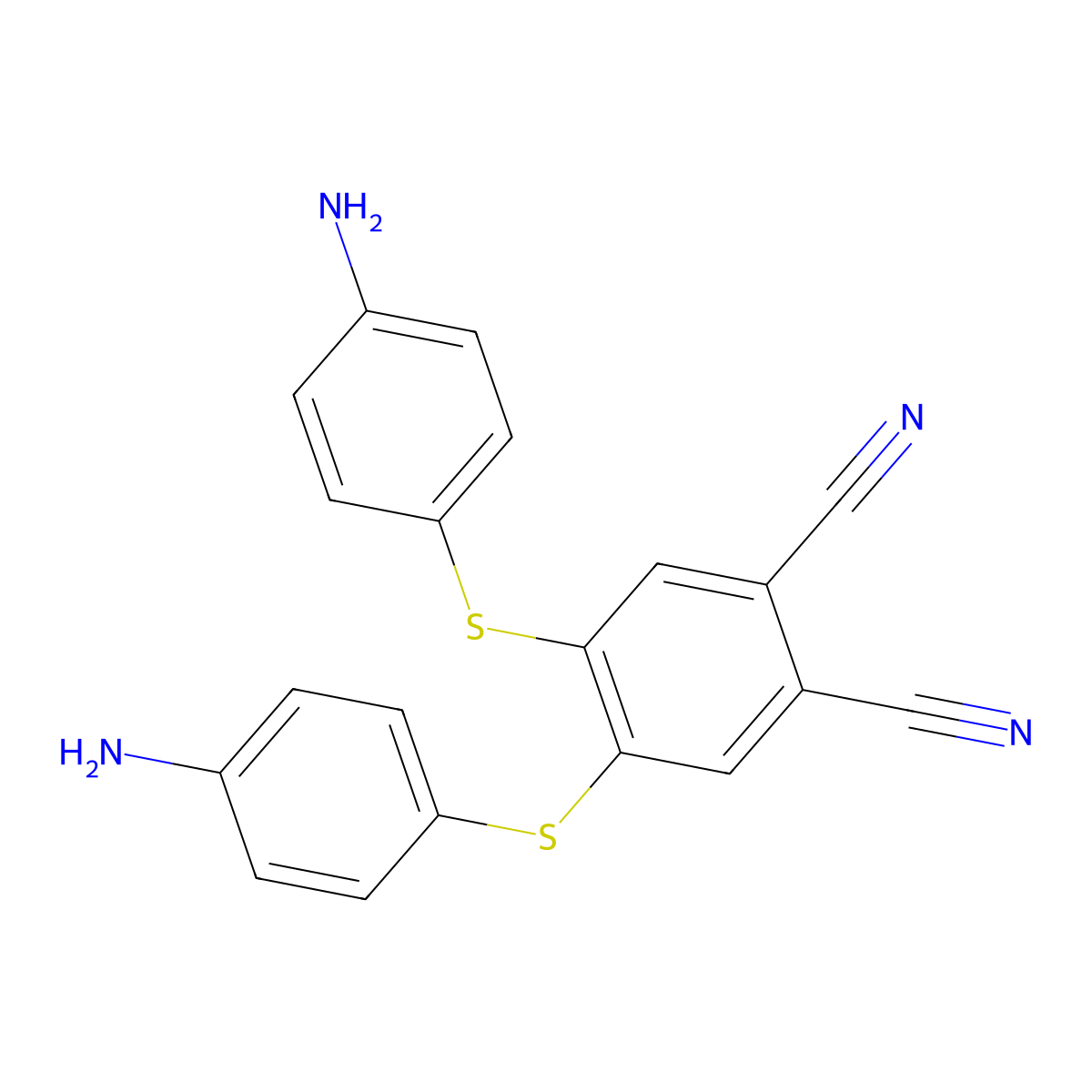 4,5-Bis[(4-aminophenyl)sulfanyl]benzene-1,2-dicarbonitrile molecular structure, CAS 2125669-84-1
