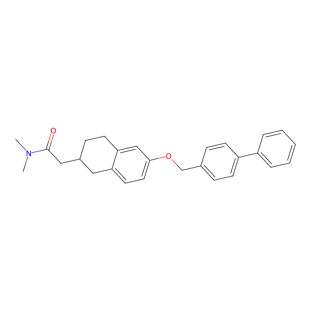 2-(6-([1,1'-biphenyl]-4-ylmethoxy)-1,2,3,4-tetrahydronaphthalen-2-yl)-N,N-dimethylacetamide molecular structure, CAS 212572-59-3