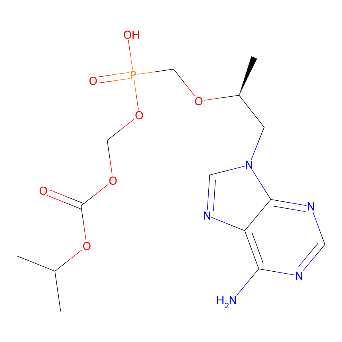 ((((((S)-1-(6-Amino-9H-purin-9-yl)propan-2-yl)oxy)methyl)(hydroxy)phosphoryl)oxy)methyl isopropyl carbonate molecular structure, CAS 2125726-11-4
