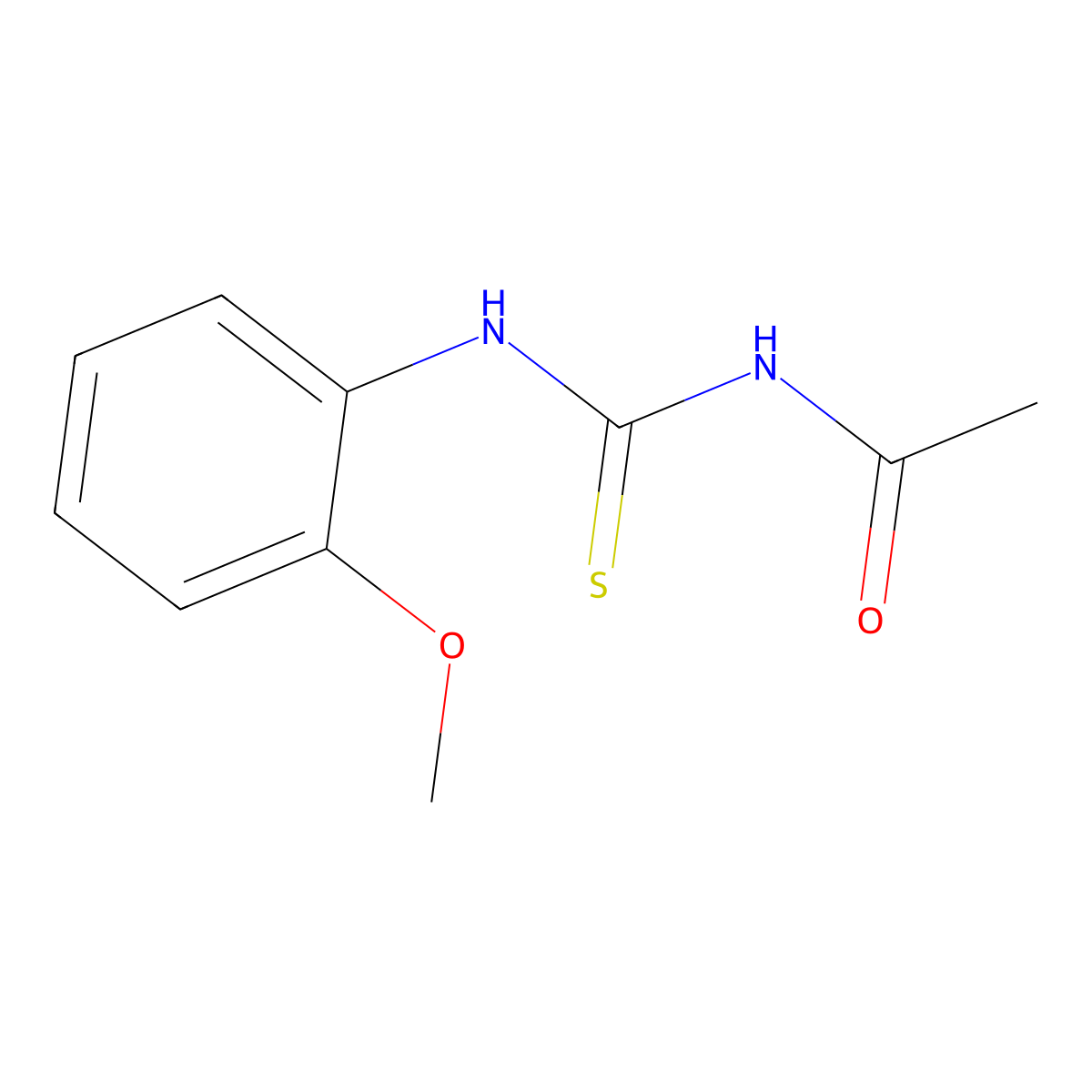 N-acetyl-N'-(2-methoxyphenyl)thiourea molecular structure, CAS 21258-21-9