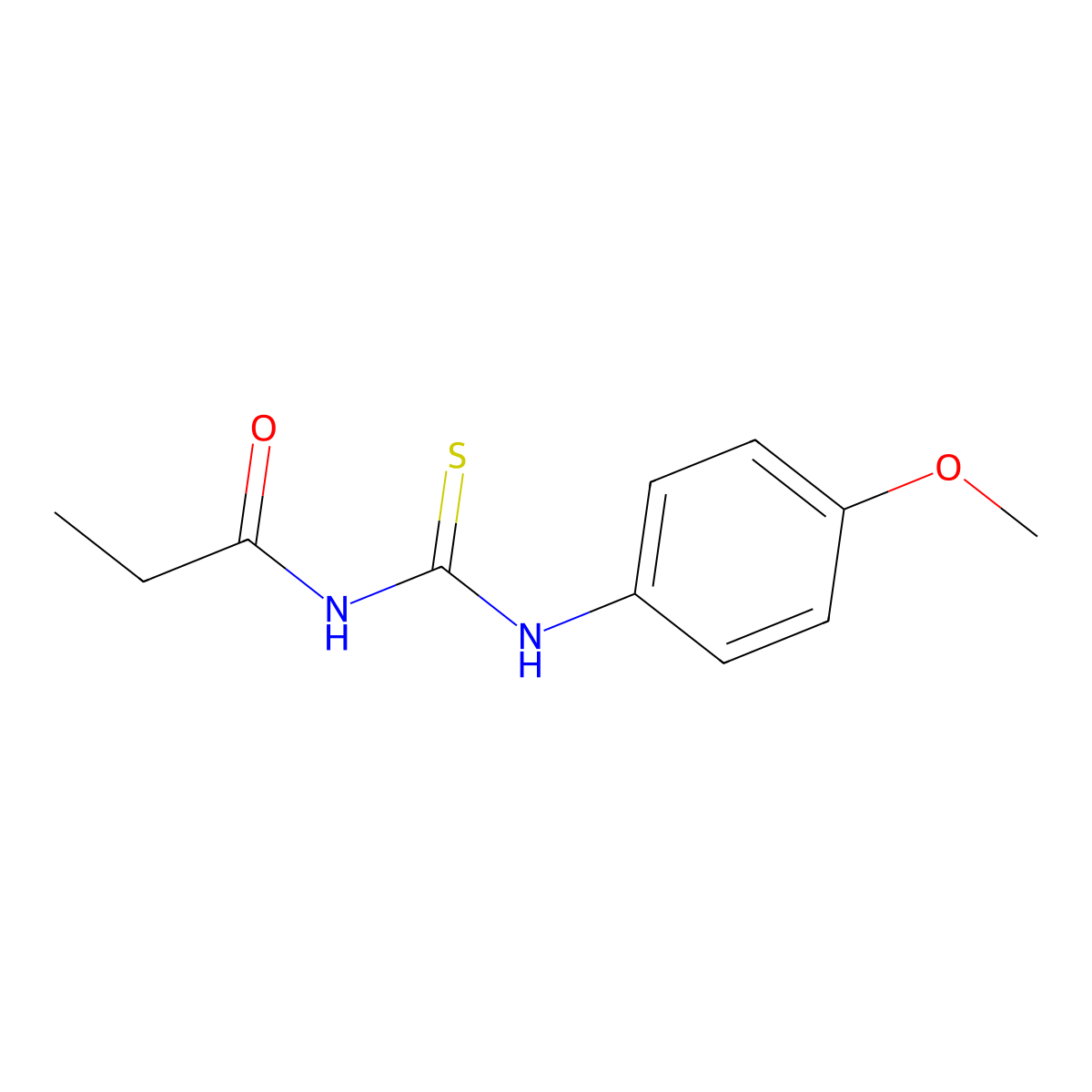 N-[(4-methoxyphenyl)carbamothioyl]propanamide molecular structure, CAS 21258-29-7
