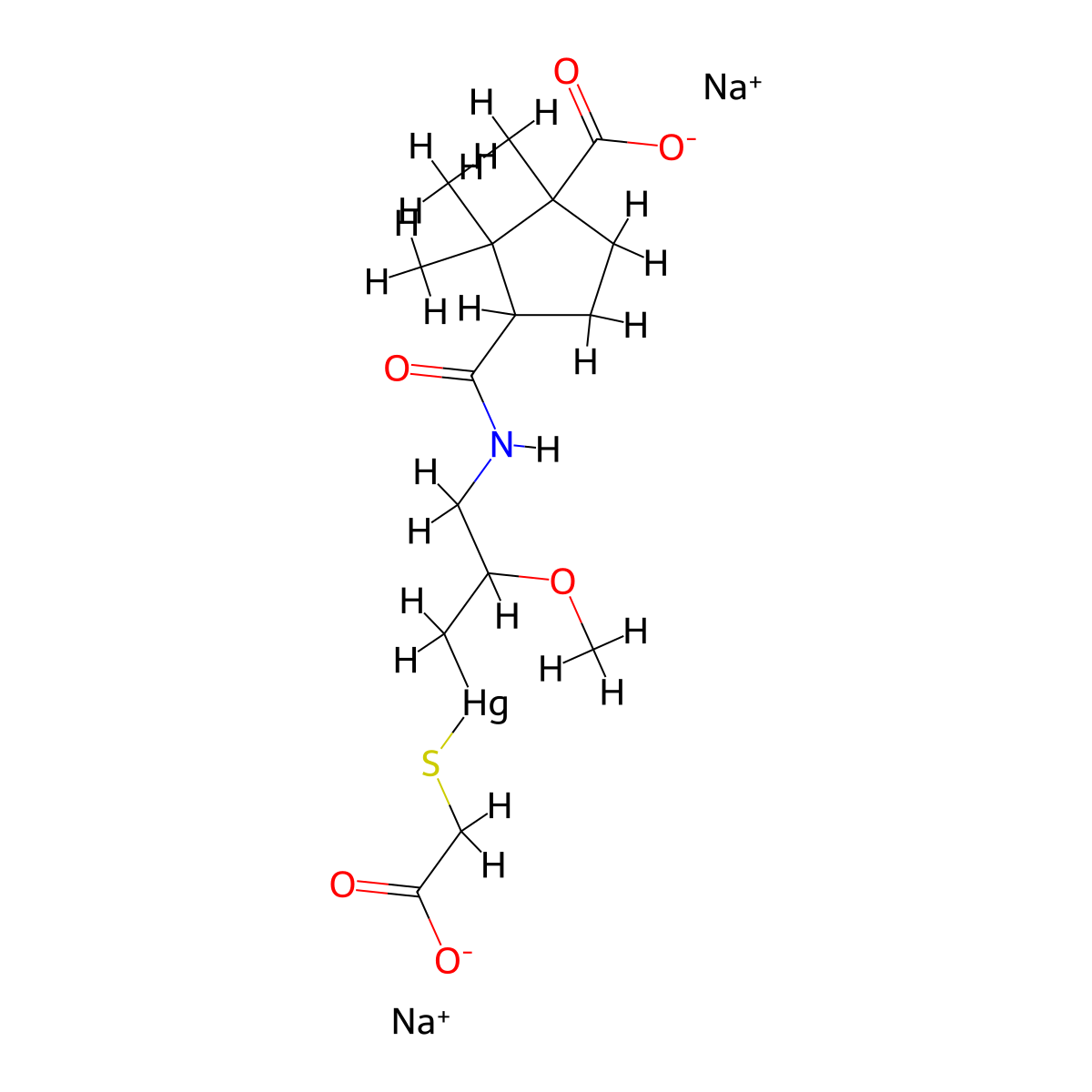 Mercaptomerin sodium molecular structure, CAS 21259-76-7